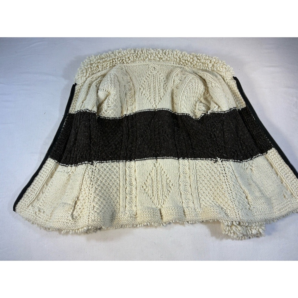 Vintage Hand Knit Chunky Cowichan Style Wool Cardigan Sweater Zip Front - Picture 4 of 9